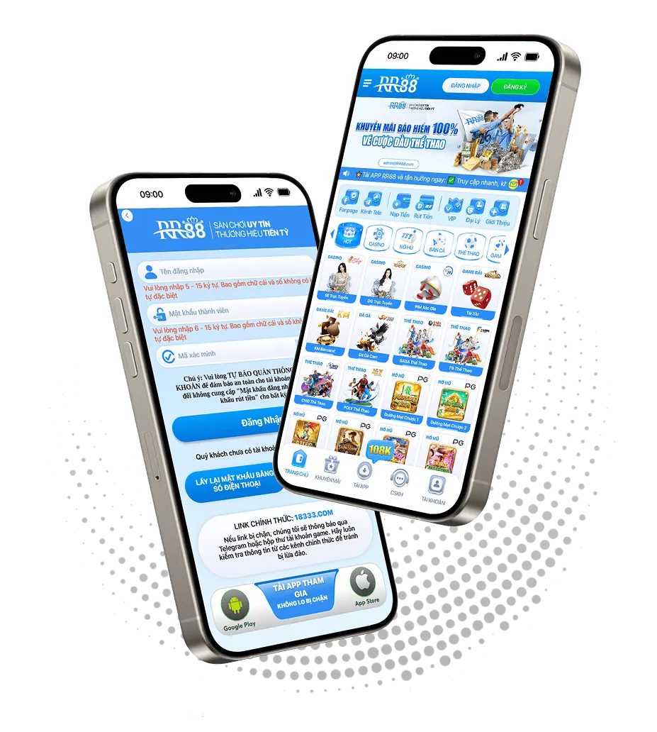 mockup tải app rr88